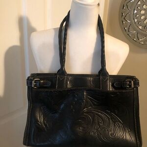 Patricia Nash Black Embossed Shoulder Bag